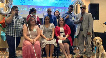 Foto de los 9 miembros de la nueva Junta de Directores de la National Federation of the Blind de Puerto Rico, luego de las elecciones durante la pasada convención local en diciembre 2022.