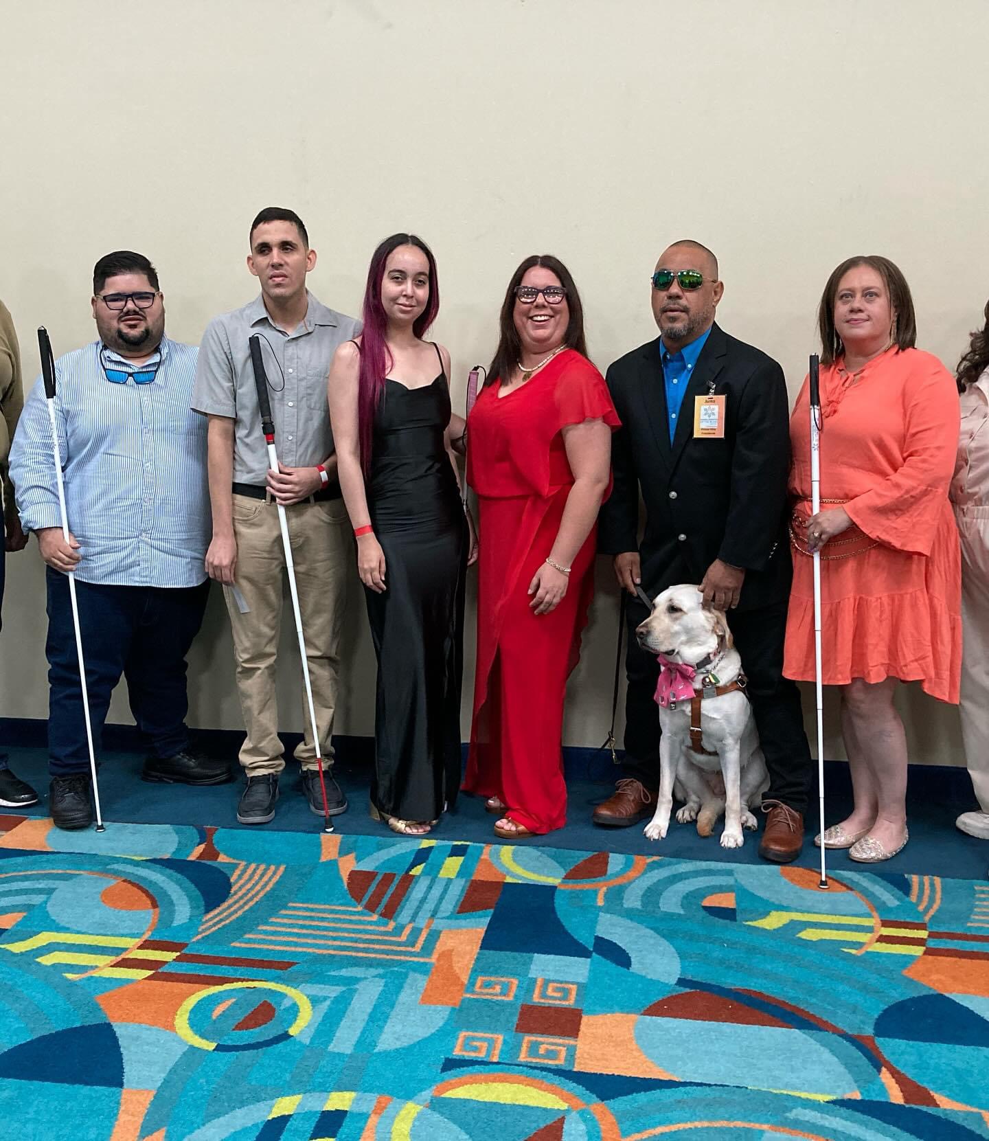 Foto de los miembros de la nueva Junta de Directores de la National Federation of the Blind de Puerto Rico, luego de las elecciones durante la pasada convención local en diciembre 2023.